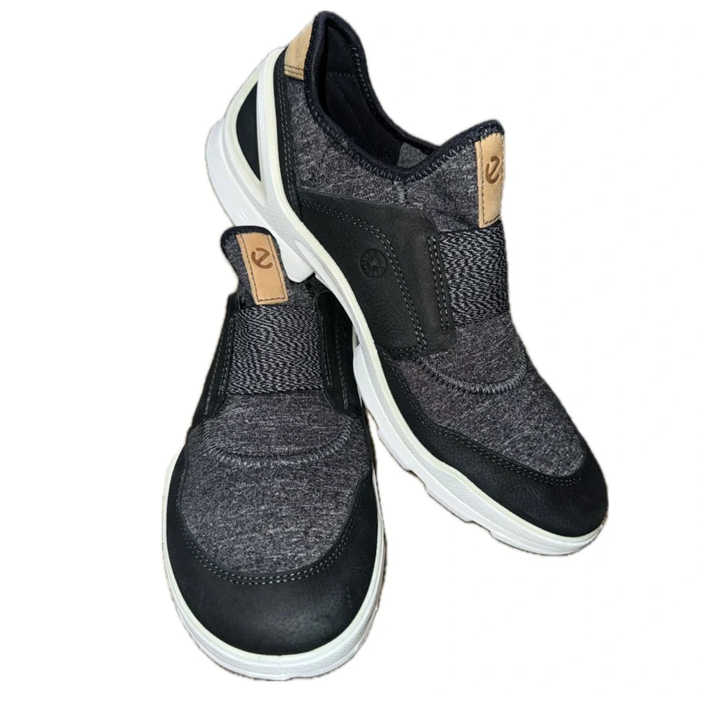 👟🧠 ECCO BIOM Slip-On Walking Sneakers Black Gray | Yak Leather | US 8.5 / EU 39